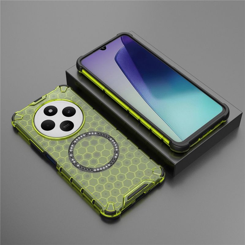 Laptop, Telefoane si Tablete - Telefoane mobile si accesorii - Accesorii Telefoane - Huse telefoane - Husa compatibil cu Xiaomi Redmi 14C cu protectie spate si margini anti-soc, Verde – Model Fagure - Infinity.ro
