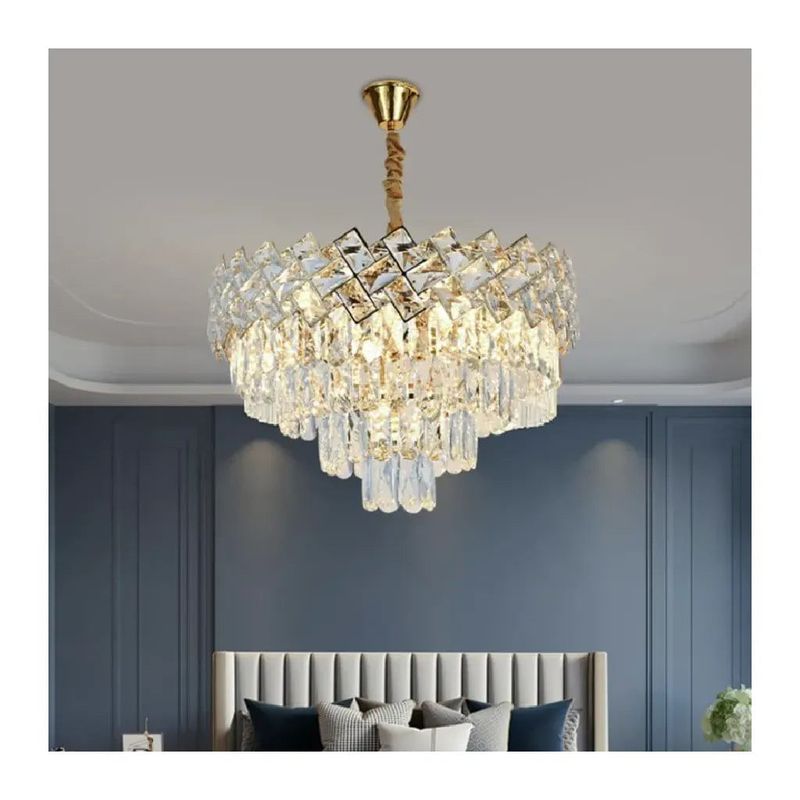 Casa si Gradina - Corpuri si surse de iluminat - Lustre si pendule - Candelabru Cristal WINDSOR Nobile 5xE27, Diametru 40cm, Auriu Lucios, Inaltime Reglabila - Infinity.ro