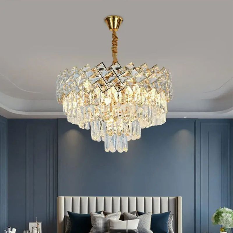Casa si Gradina - Corpuri si surse de iluminat - Lustre si pendule - Candelabru Cristal WINDSOR Eleganza 6x E14, Diametru 49cm, Auriu Lucios, Inaltime Reglabila - Infinity.ro