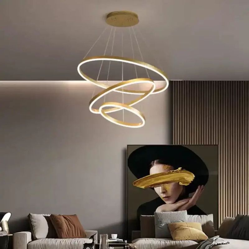 Casa si Gradina - Corpuri si surse de iluminat - Lustre si pendule - Lustra LED cu Telecomanda Elizabeth 152W Dimabila Auriu - Infinity.ro
