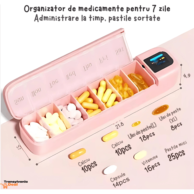 Casa si Gradina - Mobilier - Organizare si depozitare - Cutii depozitare - Organizator inteligent pentru pastile cu display, alarma, conexiune Bluetooth - Infinity.ro
