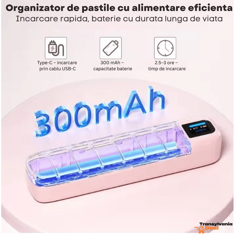 Casa si Gradina - Mobilier - Organizare si depozitare - Cutii depozitare - Organizator inteligent pentru pastile cu display, alarma, conexiune Bluetooth - Infinity.ro