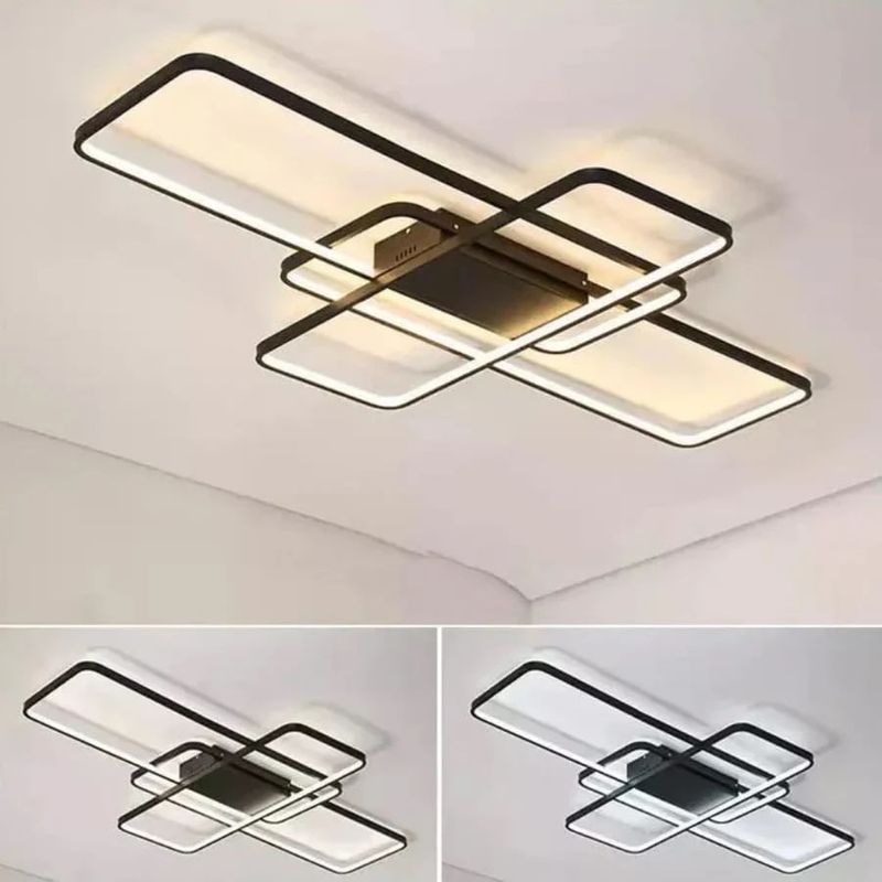 Casa si Gradina - Corpuri si surse de iluminat - Lustre si pendule - Lustra LED cu telecomanda AXIS, 96W, 3 Elemente,, lumina Rece/Calda/Neutra, Dimabila, Negru - Infinity.ro