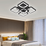 Casa si Gradina - Corpuri si surse de iluminat - Lustre si pendule - Lustra LED cu telecomanda ZOE 5 Patrate, 68W, Lumina Rece/Calda/Neutra, Dimabila, Negru - Infinity.ro