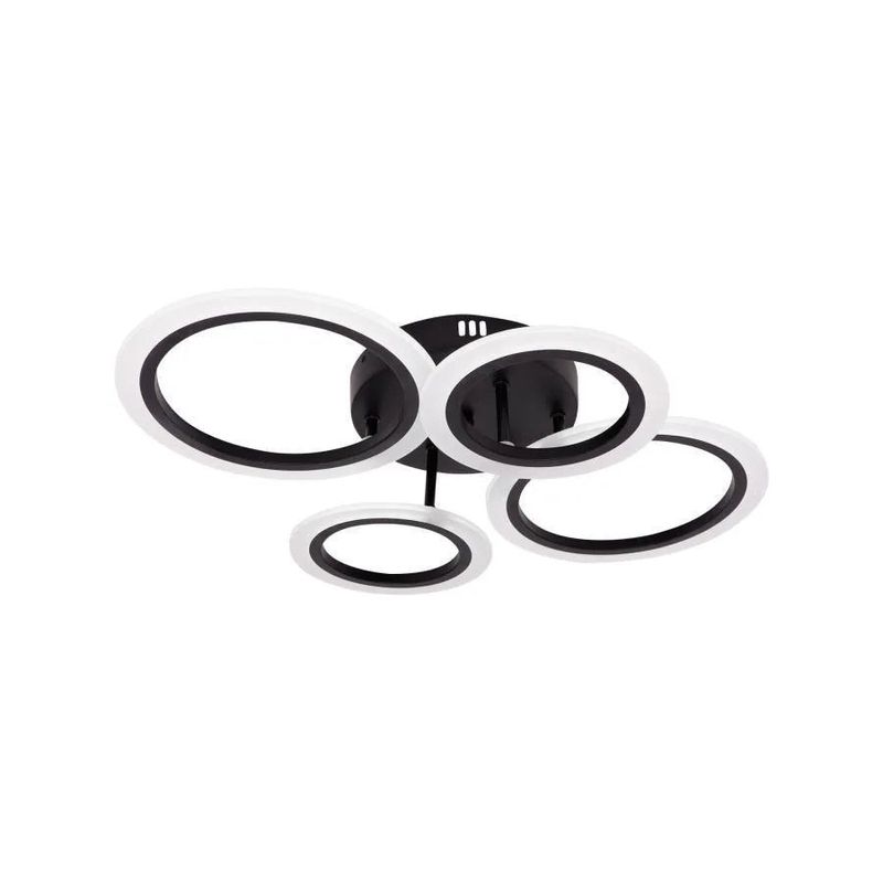 Casa si Gradina - Corpuri si surse de iluminat - Lustre si pendule - Lustra LED cu telecomanda NATHANIEL, 44W, 4 Cercuri, lumina Rece/Calda/Neutra, Dimabila, Negru - Infinity.ro
