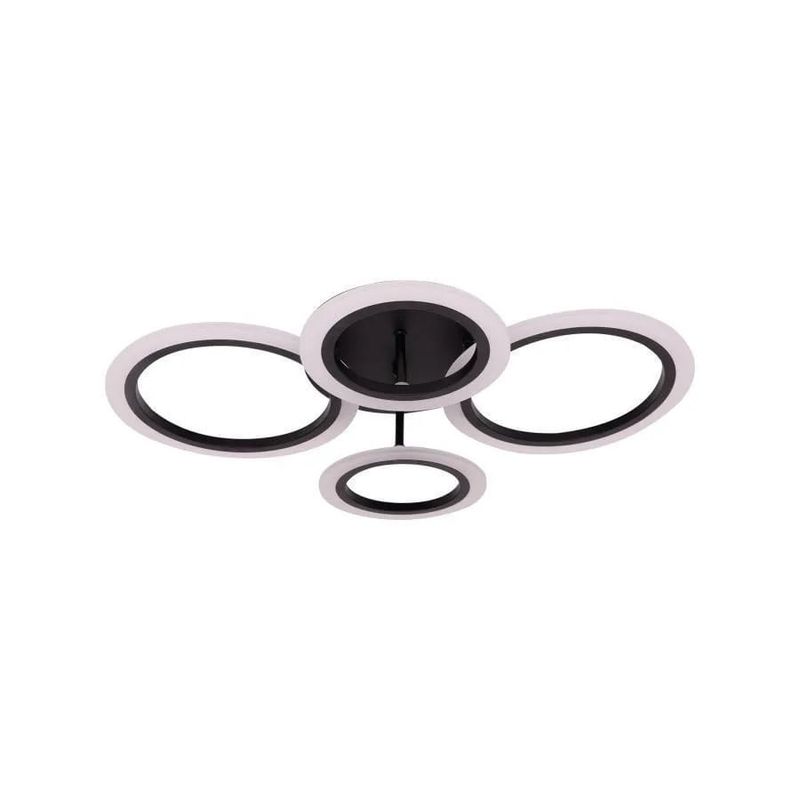 Casa si Gradina - Corpuri si surse de iluminat - Lustre si pendule - Lustra LED cu telecomanda NATHANIEL, 44W, 4 Cercuri, lumina Rece/Calda/Neutra, Dimabila, Negru - Infinity.ro