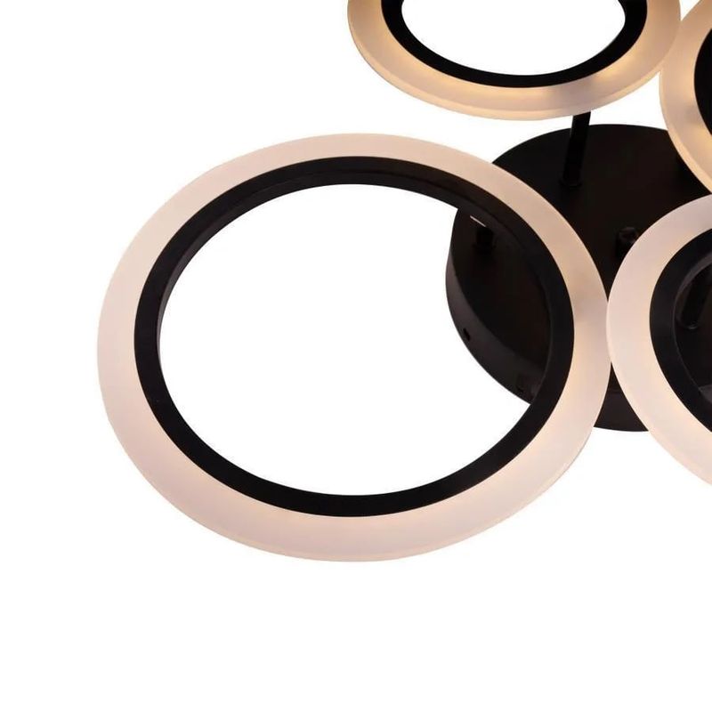 Casa si Gradina - Corpuri si surse de iluminat - Lustre si pendule - Lustra LED cu telecomanda NATHANIEL, 44W, 4 Cercuri, lumina Rece/Calda/Neutra, Dimabila, Negru - Infinity.ro