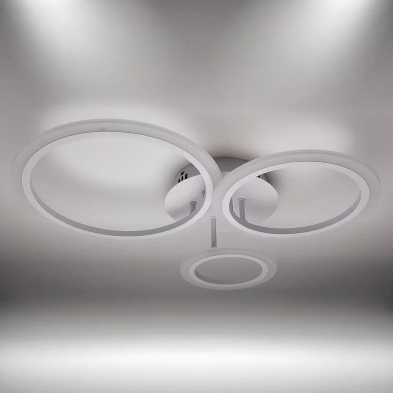 Casa si Gradina - Corpuri si surse de iluminat - Lustre si pendule - Lustra LED cu telecomanda BRENDA, 41W, 3 Cercuri, lumina Rece/Calda/Neutra, Dimabila, Alb - Infinity.ro