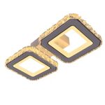 Casa si Gradina - Corpuri si surse de iluminat - Lustre si pendule - Lustra LED cu telecomanda si cristal QUADRIS, 24W, 2 Patrate, lumina Rece/Calda/Neutra, Dimabila, Alb - Infinity.ro