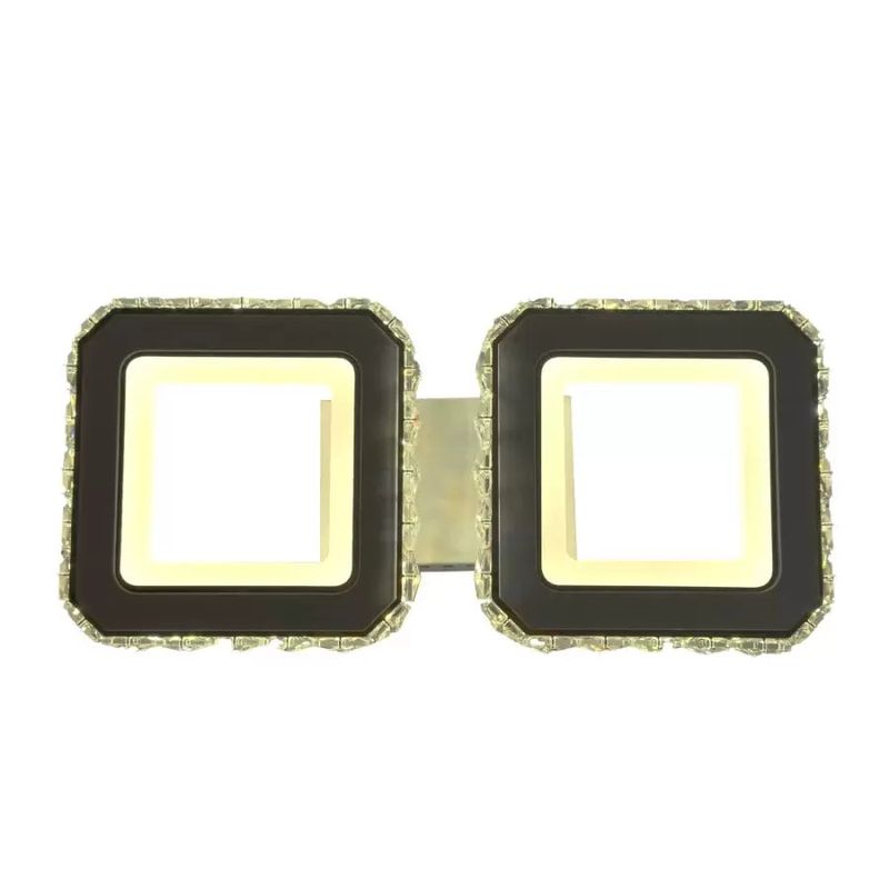 Casa si Gradina - Corpuri si surse de iluminat - Lustre si pendule - Lustra LED cu telecomanda si cristal QUADRIS, 24W, 2 Patrate, lumina Rece/Calda/Neutra, Dimabila, Alb - Infinity.ro