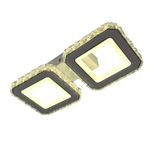 Casa si Gradina - Corpuri si surse de iluminat - Lustre si pendule - Lustra LED cu telecomanda si cristal QUADRIS, 24W, 2 Patrate, lumina Rece/Calda/Neutra, Dimabila, Alb - Infinity.ro