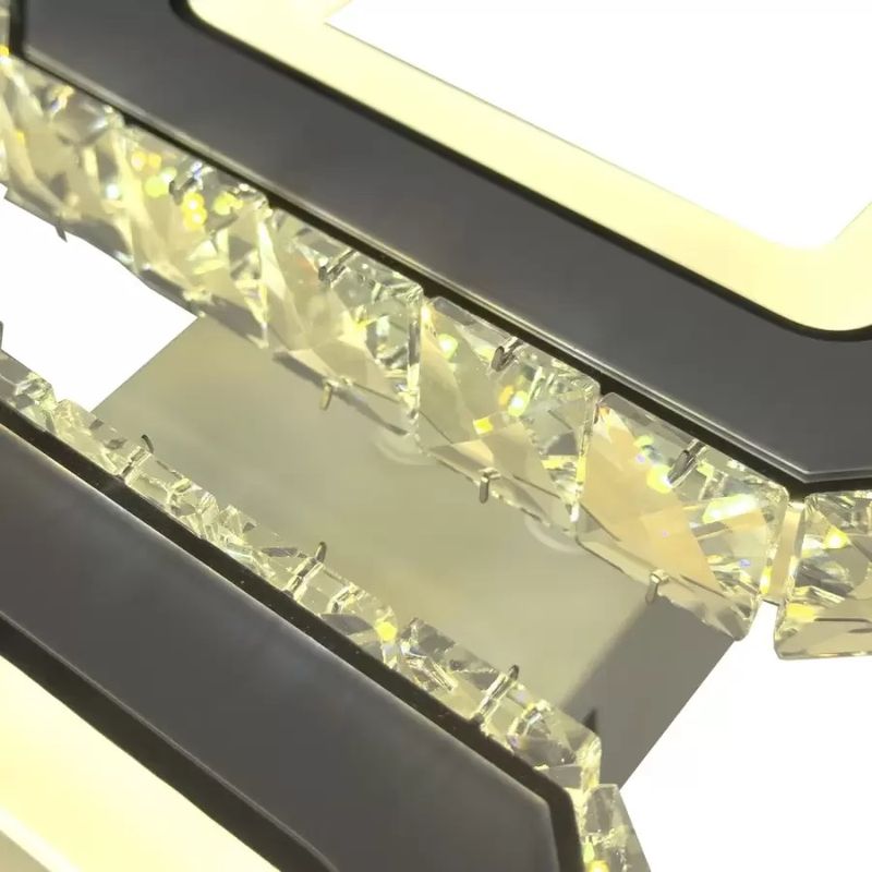 Casa si Gradina - Corpuri si surse de iluminat - Lustre si pendule - Lustra LED cu telecomanda si cristal QUADRIS, 24W, 2 Patrate, lumina Rece/Calda/Neutra, Dimabila, Alb - Infinity.ro