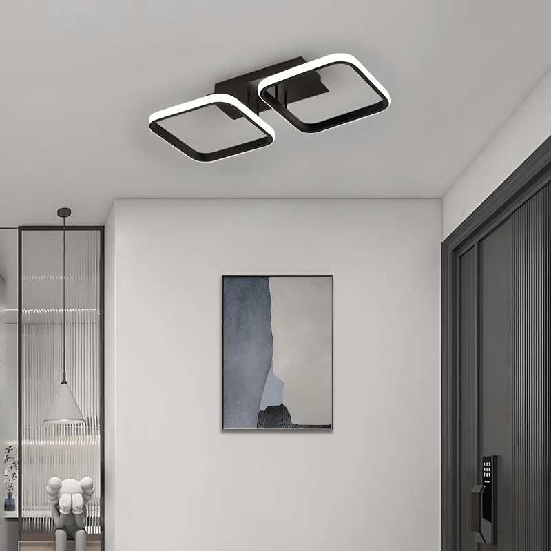 Casa si Gradina - Corpuri si surse de iluminat - Lustre si pendule - Lustra LED VERTEX GRID, 16W, 2 Patrate, lumina Rece/Calda/Neutra, Negru - Infinity.ro