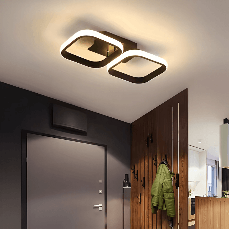 Casa si Gradina - Corpuri si surse de iluminat - Lustre si pendule - Lustra LED VERTEX GRID, 16W, 2 Patrate, lumina Rece/Calda/Neutra, Negru - Infinity.ro