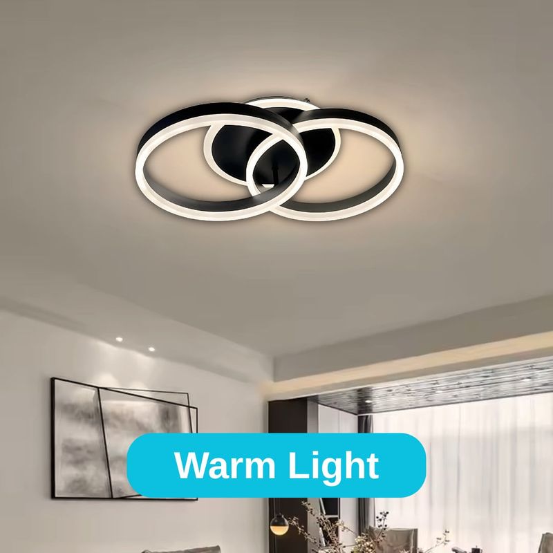 Casa si Gradina - Corpuri si surse de iluminat - Lustre si pendule - Lustra LED cu telecomanda RIGA ELISABETH, 55W, 2 Cercuri, lumina Rece/Calda/Neutra, Dimabila, Negru - Infinity.ro