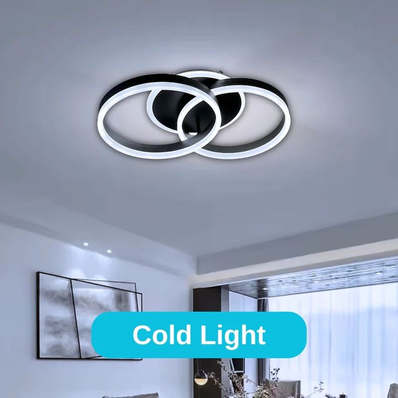 Casa si Gradina - Corpuri si surse de iluminat - Lustre si pendule - Lustra LED cu telecomanda RIGA ELISABETH, 55W, 2 Cercuri, lumina Rece/Calda/Neutra, Dimabila, Negru - Infinity.ro