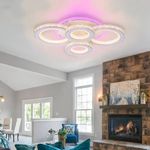 Casa si Gradina - Corpuri si surse de iluminat - Lustre si pendule - Lustra LED cu telecomanda si cristal NOVA ROTONDA RGB, 86W, 4 Cercuri, lumina Rece/Calda/Neutra, Dimabila, Alb - Infinity.ro