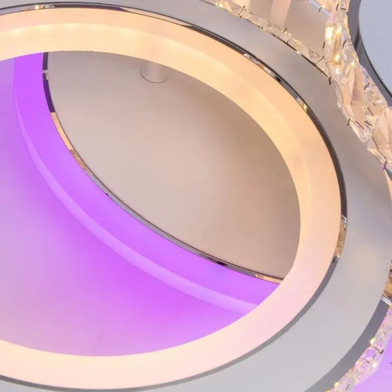 Casa si Gradina - Corpuri si surse de iluminat - Lustre si pendule - Lustra LED cu telecomanda si cristal NOVA ROTONDA RGB, 86W, 4 Cercuri, lumina Rece/Calda/Neutra, Dimabila, Alb - Infinity.ro