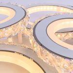 Casa si Gradina - Corpuri si surse de iluminat - Lustre si pendule - Lustra LED cu telecomanda si cristal NOVA ROTONDA RGB, 86W, 4 Cercuri, lumina Rece/Calda/Neutra, Dimabila, Alb - Infinity.ro