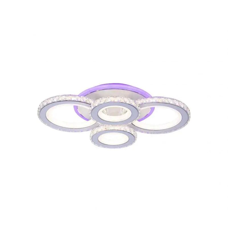 Casa si Gradina - Corpuri si surse de iluminat - Lustre si pendule - Lustra LED cu telecomanda si cristal NOVA ROTONDA RGB, 86W, 4 Cercuri, lumina Rece/Calda/Neutra, Dimabila, Alb - Infinity.ro