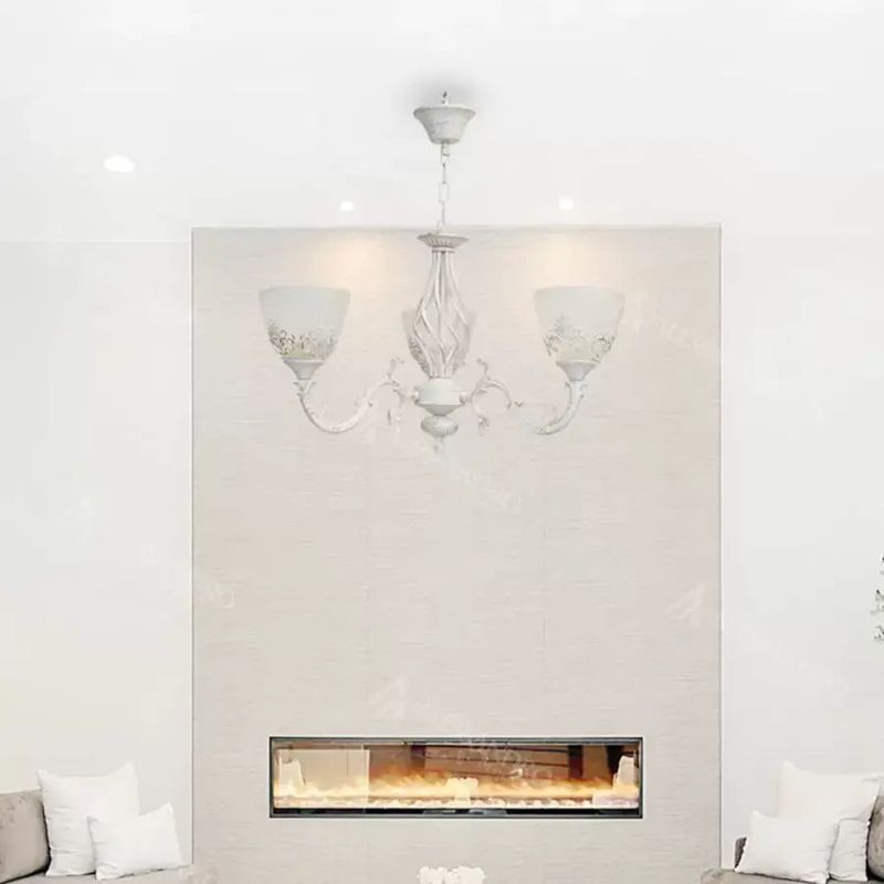 Casa si Gradina - Corpuri si surse de iluminat - Lustre si pendule - Lustra Rustic COTTAGE, 3xE27, Alb, Metal si Sticla - Infinity.ro