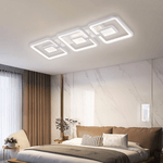 Casa si Gradina - Corpuri si surse de iluminat - Lustre si pendule - Lustra LED cu telecomanda FELIX, 75W, 3 Patrate, lumina Rece/Calda/Neutra, Dimabila, Alb - Infinity.ro