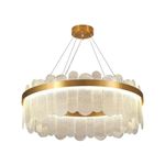 Casa si Gradina - Corpuri si surse de iluminat - Lustre si pendule - Candelabru LED cu Telecomanda Alvaro 128W Dimabil Auriu - Infinity.ro