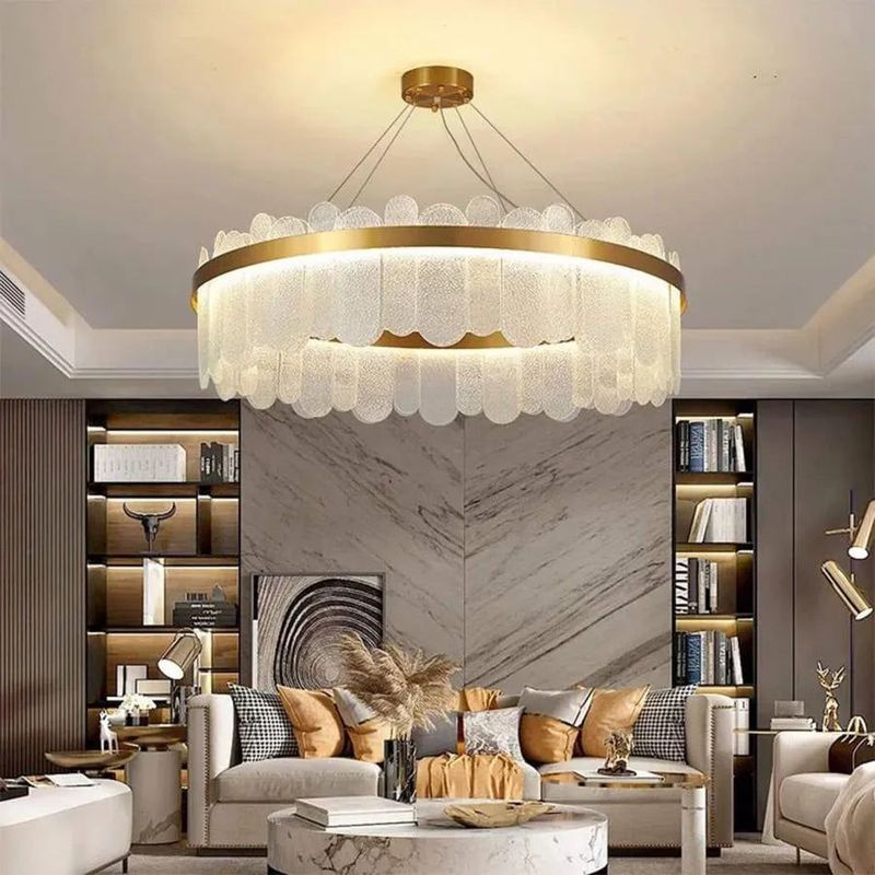Casa si Gradina - Corpuri si surse de iluminat - Lustre si pendule - Candelabru LED cu Telecomanda Alvaro 128W Dimabil Auriu - Infinity.ro