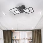 Casa si Gradina - Corpuri si surse de iluminat - Lustre si pendule - Lustra LED cu telecomanda BALANS 48W, 2 Patrate, lumina Rece/Calda/Neutra, Dimabila, Negru - Infinity.ro