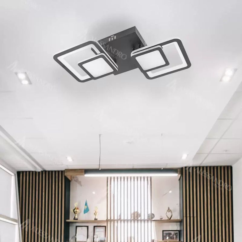 Casa si Gradina - Corpuri si surse de iluminat - Lustre si pendule - Lustra LED cu telecomanda BALANS 48W, 2 Patrate, lumina Rece/Calda/Neutra, Dimabila, Negru - Infinity.ro