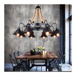 Casa si Gradina - Corpuri si surse de iluminat - Lustre si pendule - Lustra Indiana, 8xE27, Metal si Franghie, Negru - Infinity.ro