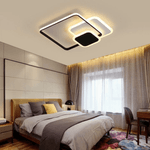 Casa si Gradina - Corpuri si surse de iluminat - Lustre si pendule - Lustra LED cu telecomanda ANEMONA, 75W, 3 Patrate, lumina Rece/Calda/Neutra, Dimabila, Negru - Infinity.ro