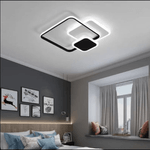 Casa si Gradina - Corpuri si surse de iluminat - Lustre si pendule - Lustra LED cu telecomanda ANEMONA, 75W, 3 Patrate, lumina Rece/Calda/Neutra, Dimabila, Negru - Infinity.ro
