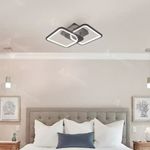 Casa si Gradina - Corpuri si surse de iluminat - Lustre si pendule - Lustra LED cu Telecomanda, ZOE, 2 Patrate, 39W, Lumina Rece/Calda/Neutra, Dimabila, Negru - Infinity.ro