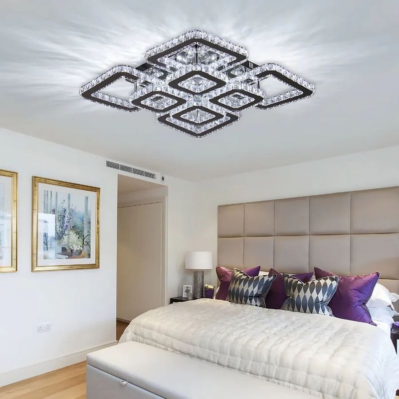 Casa si Gradina - Corpuri si surse de iluminat - Lustre si pendule - Lustra LED cu telecomanda si cristal QUADRIA SUPREMO RGB, 198W, 8 Patrate - Infinity.ro