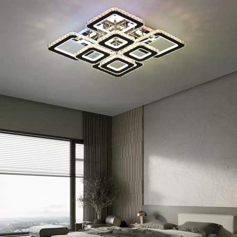 Casa si Gradina - Corpuri si surse de iluminat - Lustre si pendule - Lustra LED cu telecomanda si cristal QUADRIA SUPREMO RGB, 198W, 8 Patrate - Infinity.ro