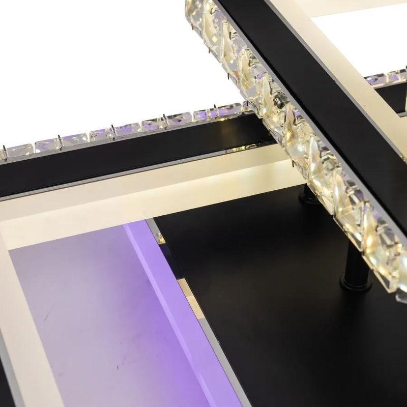 Casa si Gradina - Corpuri si surse de iluminat - Lustre si pendule - Lustra LED cu telecomanda si cristal NOVA QUADRIA RGB, 154W, 3 Patrate, lumina Rece/Calda/Neutra, Dimabila, Negru - Infinity.ro