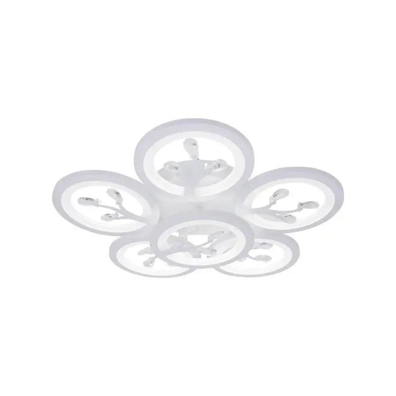 Casa si Gradina - Corpuri si surse de iluminat - Lustre si pendule - Lustra LED cu telecomanda si cristal DAISY ,6 Elemente, 72W, Lumina Rece/Calda/Neutra, Dimabila, Alb - Infinity.ro