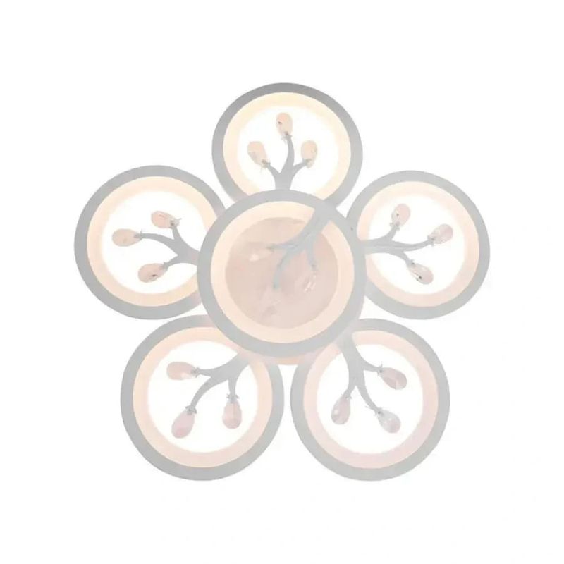 Casa si Gradina - Corpuri si surse de iluminat - Lustre si pendule - Lustra LED cu telecomanda si cristal DAISY ,6 Elemente, 72W, Lumina Rece/Calda/Neutra, Dimabila, Alb - Infinity.ro