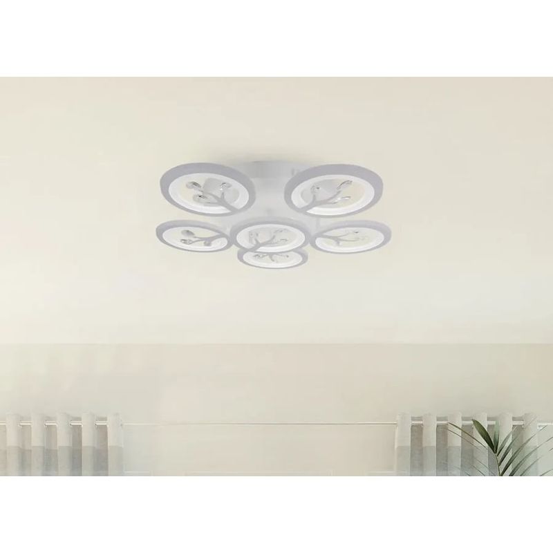 Casa si Gradina - Corpuri si surse de iluminat - Lustre si pendule - Lustra LED cu telecomanda si cristal DAISY ,6 Elemente, 72W, Lumina Rece/Calda/Neutra, Dimabila, Alb - Infinity.ro