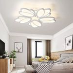 Casa si Gradina - Corpuri si surse de iluminat - Lustre si pendule - Lustra LED cu telecomanda TULIP, 73W, 5 Petale, lumina Rece/Calda/Neutra, Dimabila, Alb - Infinity.ro