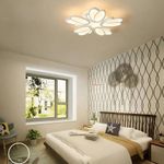 Casa si Gradina - Corpuri si surse de iluminat - Lustre si pendule - Lustra LED cu telecomanda TULIP, 73W, 5 Petale, lumina Rece/Calda/Neutra, Dimabila, Alb - Infinity.ro