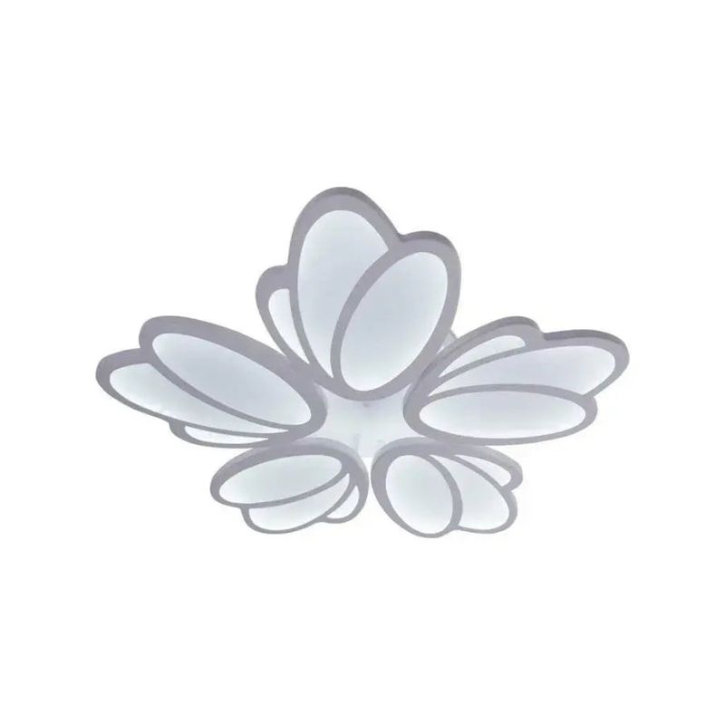 Casa si Gradina - Corpuri si surse de iluminat - Lustre si pendule - Lustra LED cu telecomanda TULIP, 73W, 5 Petale, lumina Rece/Calda/Neutra, Dimabila, Alb - Infinity.ro