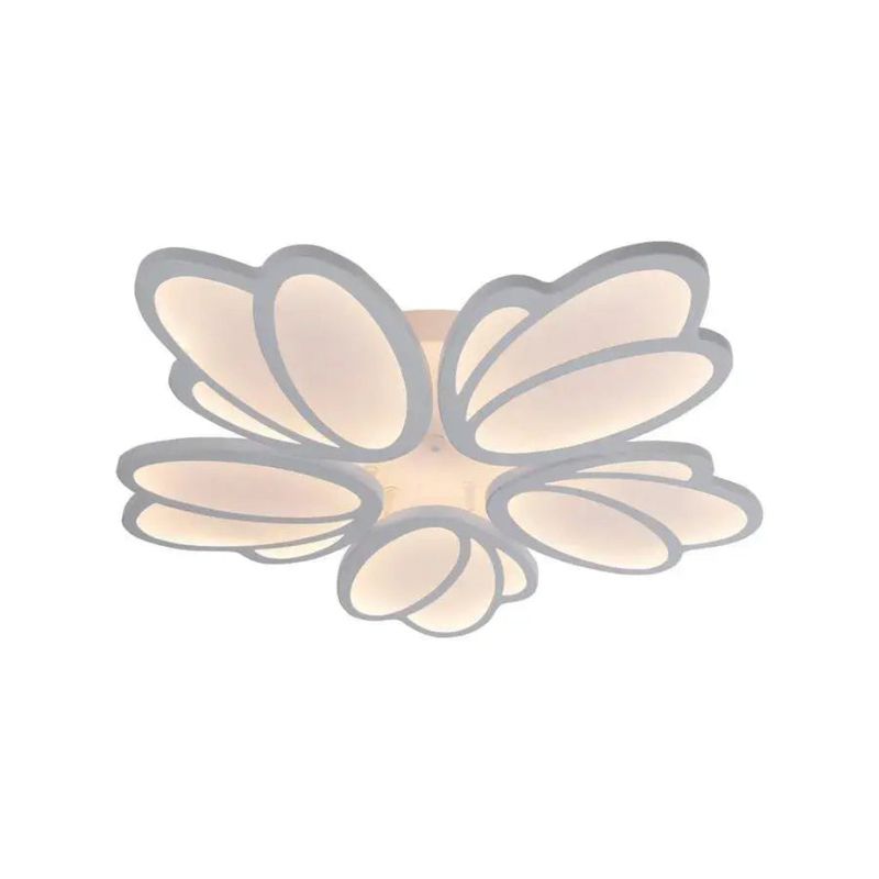 Casa si Gradina - Corpuri si surse de iluminat - Lustre si pendule - Lustra LED cu telecomanda TULIP, 73W, 5 Petale, lumina Rece/Calda/Neutra, Dimabila, Alb - Infinity.ro