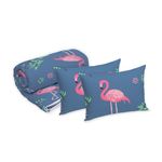 Casa si Gradina - Textile si covoare - Perne si pilote - Pilote - Set Alcam 2 perne microfibra 50x70 cm si pilota matlasata 180x200 cm, Pink Flamingo - Infinity.ro