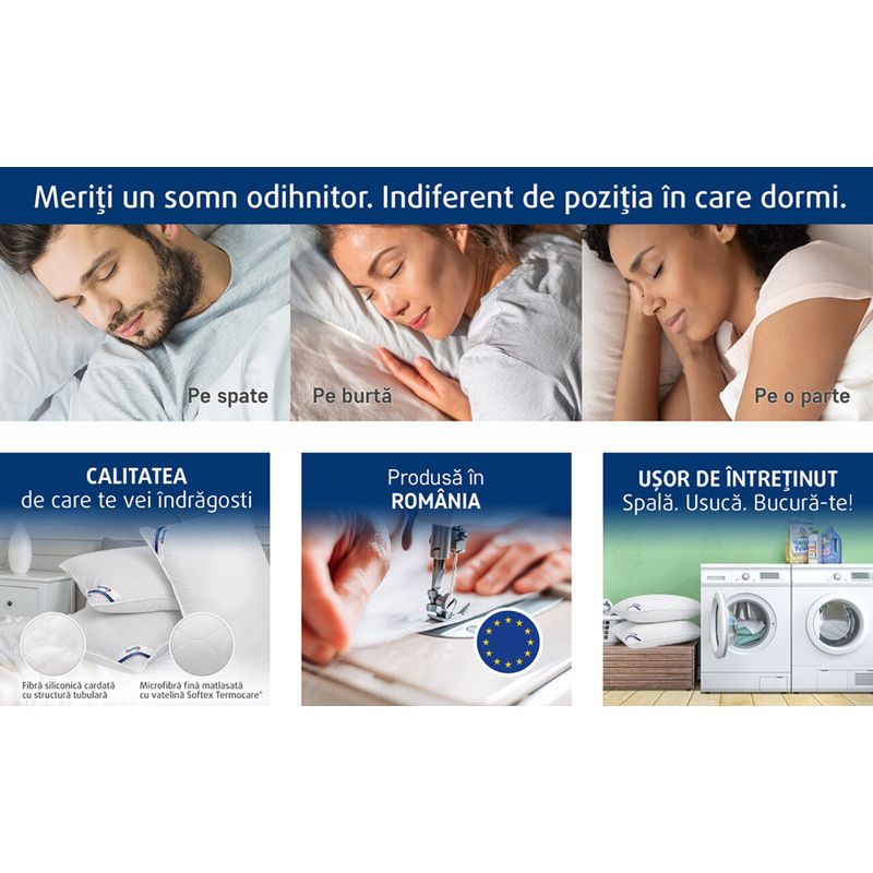 Casa si Gradina - Textile si covoare - Perne si pilote - Perne - Perna Alcam, SaniMed® 50x70 cm, microfibra matlasata hipoalergenica, umplutura cu tratament SILVERPLUS® - Infinity.ro