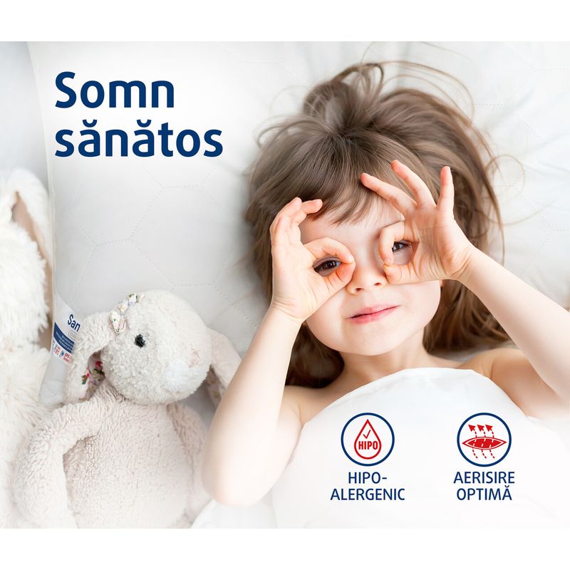 Casa si Gradina - Textile si covoare - Perne si pilote - Perne - Perna Alcam, SaniMed® 50x70 cm, microfibra matlasata hipoalergenica, umplutura cu tratament SILVERPLUS® - Infinity.ro