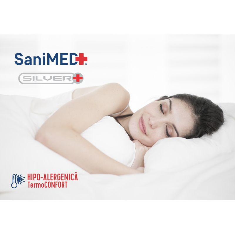 Casa si Gradina - Textile si covoare - Perne si pilote - Perne - Perna Alcam, SaniMed® 50x70 cm, microfibra matlasata hipoalergenica, umplutura cu tratament SILVERPLUS® - Infinity.ro