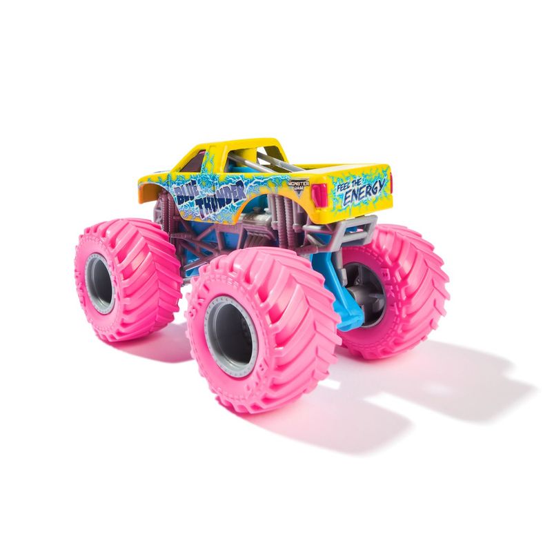 Jucarii, Copii si Bebe - Jucarii si jocuri - Vehicule si jucarii cu telecomanda - Masinute - Monster jam masinuta metalica blue thunder scara 1 la 64, roz - Infinity.ro