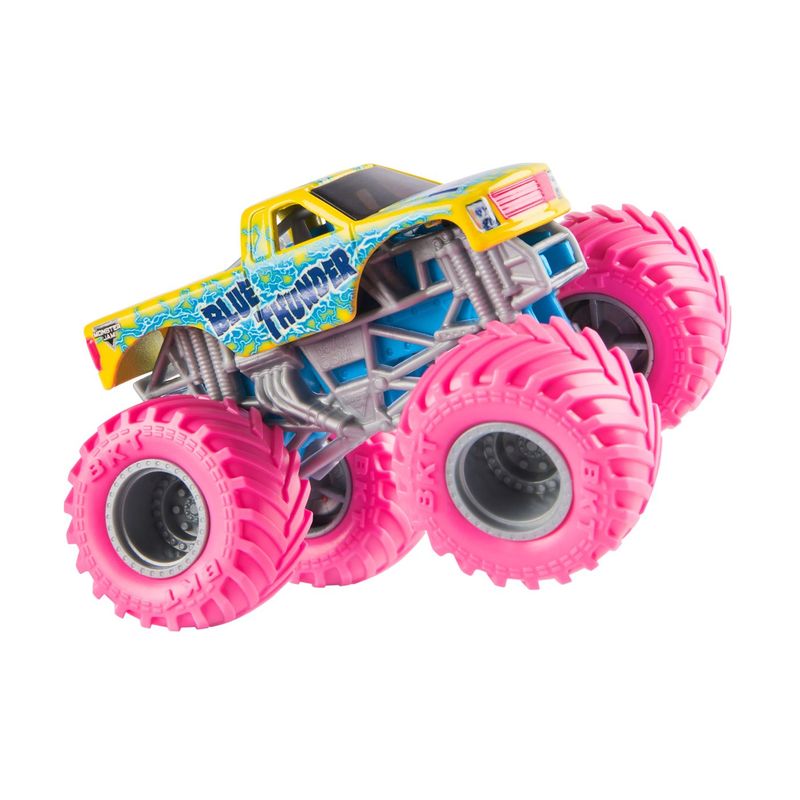 Jucarii, Copii si Bebe - Jucarii si jocuri - Vehicule si jucarii cu telecomanda - Masinute - Monster jam masinuta metalica blue thunder scara 1 la 64, roz - Infinity.ro